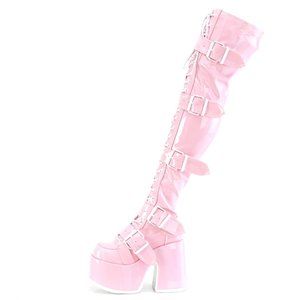 Platform Heel Gothic Lace Up Thigh High Boots